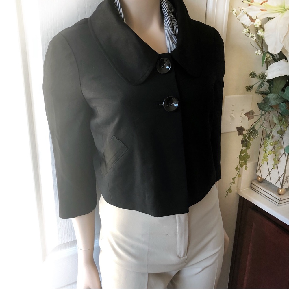 Bebe Cropped Black 3/4 Sleeve Blazer